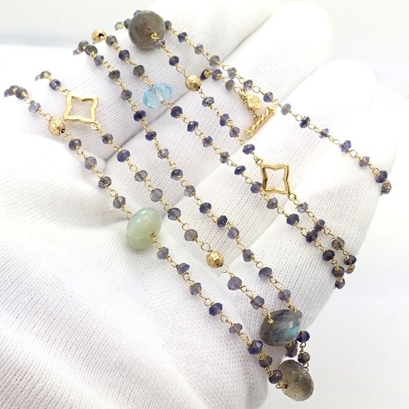 David Yurman Quatrefoil 18k Yellow Gold 46" Long Chain Bead Toggle Necklace - Picture 9 of 12